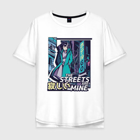Мужская футболка хлопок Oversize с принтом Anime Vaporwave Girl в Санкт-Петербурге, 100% хлопок | свободный крой, круглый ворот, “спинка” длиннее передней части | art | japan | japanese | landscape | neon | night | street | tokyo | urban | арт | вапорвейв | вывеска | девочка из манги | комиксы | манга | мои улицы | неон | ночь | паровая волна | пейзаж | персонаж аниме | рисунок в стиле аниме