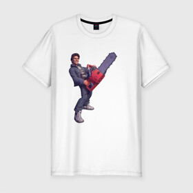 Мужская футболка хлопок Slim с принтом Том Круз ретро стиль в Санкт-Петербурге, 92% хлопок, 8% лайкра | приталенный силуэт, круглый вырез ворота, длина до линии бедра, короткий рукав | актер | бензопила | круз | ретро