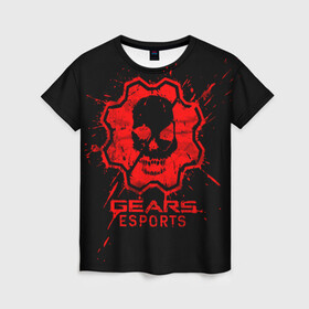 Женская футболка 3D с принтом Gears esports в Санкт-Петербурге, 100% полиэфир ( синтетическое хлопкоподобное полотно) | прямой крой, круглый вырез горловины, длина до линии бедер | game | games | gears of war | gow | гирс оф вар | гов | игра | игры | маркус феникс | пуфкы ща цфк