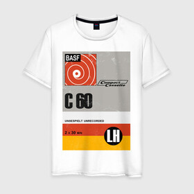 Мужская футболка хлопок с принтом Кассета 2 в Санкт-Петербурге, 100% хлопок | прямой крой, круглый вырез горловины, длина до линии бедер, слегка спущенное плечо. | 90s | basf | кассеты | музыка | ретро.