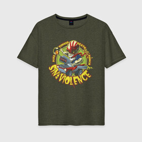 Женская футболка хлопок Oversize с принтом Five Finger Death Punch в Санкт-Петербурге, 100% хлопок | свободный крой, круглый ворот, спущенный рукав, длина до линии бедер
 | car | groove metal | group | rock | автомобиль | грув металл | группа | рок