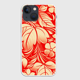 Чехол для iPhone 13 mini с принтом НАЦИОНАЛЬНЫЙ УЗОР в Санкт-Петербурге,  |  | flowers | national | red | russia | white | белый | красный | листья | национальный | россия | узор | хохлома | цветы