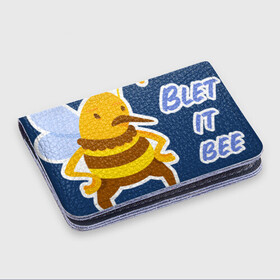 Картхолдер с принтом с принтом Пчела Blet it bee в Санкт-Петербурге, натуральная матовая кожа | размер 7,3 х 10 см; кардхолдер имеет 4 кармана для карт; | blet it bee | let it be | пчела | так блэт