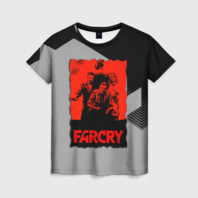 Женская футболка 3D с принтом FARCRY в Санкт-Петербурге, 100% полиэфир ( синтетическое хлопкоподобное полотно) | прямой крой, круглый вырез горловины, длина до линии бедер | farcry | fc 5 | fc5 | фар край