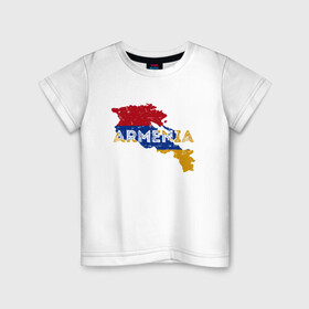 Детская футболка хлопок с принтом Armenia Map в Санкт-Петербурге, 100% хлопок | круглый вырез горловины, полуприлегающий силуэт, длина до линии бедер | Тематика изображения на принте: armenia | armenya | арарат | армения | армяне | армянин | горы | ереван | кавказ | народ | саркисян | ссср | страна | флаг