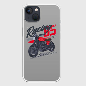 Чехол для iPhone 13 с принтом Racing 85 в Санкт-Петербурге,  |  | bike | custom | байк | байкер | кастом | мото | мотокросс | мотоцикл | скорость