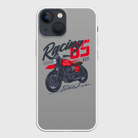Чехол для iPhone 13 mini с принтом Racing 85 в Санкт-Петербурге,  |  | bike | custom | байк | байкер | кастом | мото | мотокросс | мотоцикл | скорость