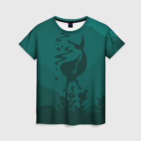 Женская футболка 3D с принтом Русалка в Санкт-Петербурге, 100% полиэфир ( синтетическое хлопкоподобное полотно) | прямой крой, круглый вырез горловины, длина до линии бедер | flowers | mermaid | морская | русалка | русалочка | ундина | цветы