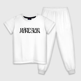 Детская пижама хлопок с принтом Maneskin в Санкт-Петербурге, 100% хлопок |  брюки и футболка прямого кроя, без карманов, на брюках мягкая резинка на поясе и по низу штанин
 | maneskin | евровидение 2021 | манескин | монскин