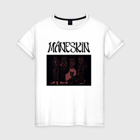 Женская футболка хлопок с принтом Maneskin в Санкт-Петербурге, 100% хлопок | прямой крой, круглый вырез горловины, длина до линии бедер, слегка спущенное плечо | maneskin | manskin | monskin | манескин | монскин