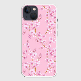 Чехол для iPhone 13 с принтом Цветущая розовая вишня в Санкт-Петербурге,  |  | cherry blossom | sakura | азия | весна | ветки | вишня | для девушки | женский | милый | нежный | природа | розовый | сакура | цветение | цветочный принт | цветущая вишня | цветущие ветки | цветущий миндаль