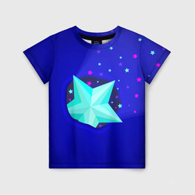 Детская футболка 3D с принтом Счастливая звезда в Санкт-Петербурге, 100% гипоаллергенный полиэфир | прямой крой, круглый вырез горловины, длина до линии бедер, чуть спущенное плечо, ткань немного тянется | галактика | звезда | иллюстрация | космос | небесное тело