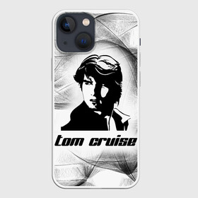 Чехол для iPhone 13 mini с принтом Tom Cruise (famous actor) в Санкт-Петербурге,  |  | black and white | famous actor | hollywood actor | tom cruise | tom cruise lettering | tom cruise print | актер голливуда | известный актер | надпись том круз | принт том круз | том круз | черный и белый