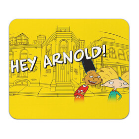 Коврик для мышки прямоугольный с принтом Hey Arnold! в Санкт-Петербурге, натуральный каучук | размер 230 х 185 мм; запечатка лицевой стороны | arnold | hey | hey arnold | mult | арнольд | мультфильм | мультфильм 90 | патаки | хей | хельга | хельга паттаки | эй арнольд