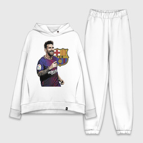 Женский костюм хлопок Oversize с принтом Lionel Messi в Санкт-Петербурге,  |  | barcelona | football | forward | messi | star | барселона | звезда | месси | нападающий | форвард | футбол