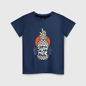 Детская футболка хлопок с принтом Летний ананасик в Санкт-Петербурге, 100% хлопок | круглый вырез горловины, полуприлегающий силуэт, длина до линии бедер | summer | tropical | ананас | вечеринка | жара | летние | лето | пальмы | тропический