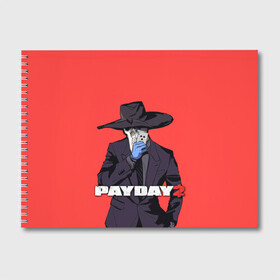 Альбом для рисования с принтом Чумной Pay Day 2 в Санкт-Петербурге, 100% бумага
 | матовая бумага, плотность 200 мг. | game | games | pay day | payday | бандиты | грабители | зфн вфн | игра | игры | пэй дэй