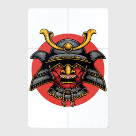 Магнитный плакат 2Х3 с принтом Маска самурая в Санкт-Петербурге, Полимерный материал с магнитным слоем | 6 деталей размером 9*9 см | Тематика изображения на принте: арт | воин | демон | ёкай | китай | маска | рисунок | рога | самурай | солнце | япония