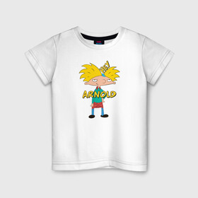 Детская футболка хлопок с принтом Hey Arnold! в Санкт-Петербурге, 100% хлопок | круглый вырез горловины, полуприлегающий силуэт, длина до линии бедер | Тематика изображения на принте: arnold | hey | hey arnold | арнольд | эй арнольд