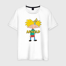 Мужская футболка хлопок с принтом Hey Arnold! в Санкт-Петербурге, 100% хлопок | прямой крой, круглый вырез горловины, длина до линии бедер, слегка спущенное плечо. | arnold | hey | hey arnold | арнольд | эй арнольд