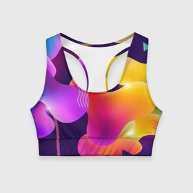 Женский спортивный топ 3D с принтом Rainbow T-Shirt в Санкт-Петербурге, 82% полиэстер, 18% спандекс Ткань безопасна для здоровья, позволяет коже дышать, не мнется и не растягивается |  | colorful | rainbow | градиент | иллюстрация | линии