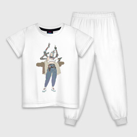 Детская пижама хлопок с принтом Шива в Санкт-Петербурге, 100% хлопок |  брюки и футболка прямого кроя, без карманов, на брюках мягкая резинка на поясе и по низу штанин
 | арт | богиня | воин | демон | ёкай | кибер руки | китай | рисунок | рога | руки | руки робота | самурай | современный бог | шива | япония