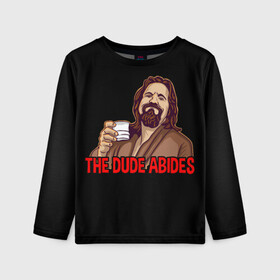 Детский лонгслив 3D с принтом The Dude Abides (Lebowski) в Санкт-Петербурге, 100% полиэстер | длинные рукава, круглый вырез горловины, полуприлегающий силуэт
 | abide | big | dude | jeff | lebowski | the | большой | лебовски | фильм | чувак