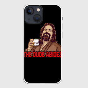 Чехол для iPhone 13 mini с принтом The Dude Abides (Lebowski) в Санкт-Петербурге,  |  | Тематика изображения на принте: abide | big | dude | jeff | lebowski | the | большой | лебовски | фильм | чувак