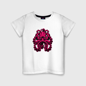 Детская футболка хлопок с принтом Кракен в Санкт-Петербурге, 100% хлопок | круглый вырез горловины, полуприлегающий силуэт, длина до линии бедер | king | kraken | octopus | корона | кракен | море | морские | морское | осьминог | щупальца