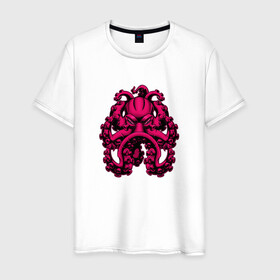 Мужская футболка хлопок с принтом Кракен в Санкт-Петербурге, 100% хлопок | прямой крой, круглый вырез горловины, длина до линии бедер, слегка спущенное плечо. | king | kraken | octopus | корона | кракен | море | морские | морское | осьминог | щупальца