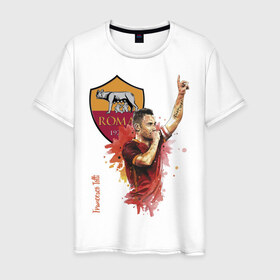 Мужская футболка хлопок с принтом Francesco Totti Roma в Санкт-Петербурге, 100% хлопок | прямой крой, круглый вырез горловины, длина до линии бедер, слегка спущенное плечо. | football | legend | roma | totti | италия | легенда | тотти | футбол