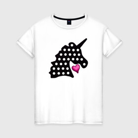 Женская футболка хлопок с принтом Единорог, сердце, поп-ит в Санкт-Петербурге, 100% хлопок | прямой крой, круглый вырез горловины, длина до линии бедер, слегка спущенное плечо | pop it | simple dimple | unicorn | единорог | поп ит | симпл димпл