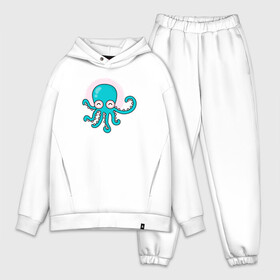 Мужской костюм хлопок OVERSIZE с принтом Осьминог в Санкт-Петербурге,  |  | cute | octopus | милый | морское | осьминог | осьминожка | паттерн | тентакли | щупальца