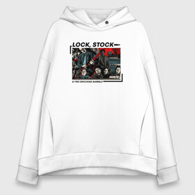 Женское худи Oversize хлопок с принтом Lock Stock and Two Smoking Ba в Санкт-Петербурге, френч-терри — 70% хлопок, 30% полиэстер. Мягкий теплый начес внутри —100% хлопок | боковые карманы, эластичные манжеты и нижняя кромка, капюшон на магнитной кнопке | Тематика изображения на принте: 1998 | guy ritchie | lock | stock and two smoking barrels | гай ричи | два ствола | деньги | карты | кино | фильм