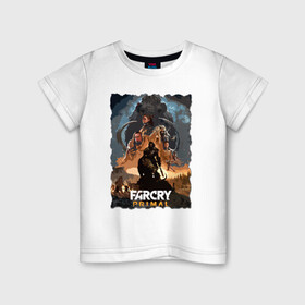 Детская футболка хлопок с принтом FARCRY PRIMAL в Санкт-Петербурге, 100% хлопок | круглый вырез горловины, полуприлегающий силуэт, длина до линии бедер | Тематика изображения на принте: bloodragon | farcry | fc 5 | fc5 | фар край