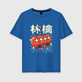Женская футболка хлопок Oversize с принтом Японские кавайные яблоки в Санкт-Петербурге, 100% хлопок | свободный крой, круглый ворот, спущенный рукав, длина до линии бедер
 | anime | apple | apples | art | cute | fruit | fruits | japan | japanese | kanji | kawaii | love | manga | алфавит | аниме | арт | в японском стиле | кандзи | красные яблоки | любовь | манга | милота | сердечко | сердце | фрукты | яблоко