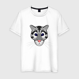 Мужская футболка хлопок с принтом Дымчатый леопард в Санкт-Петербурге, 100% хлопок | прямой крой, круглый вырез горловины, длина до линии бедер, слегка спущенное плечо. | животное | зверь | кот | кошка | леопард
