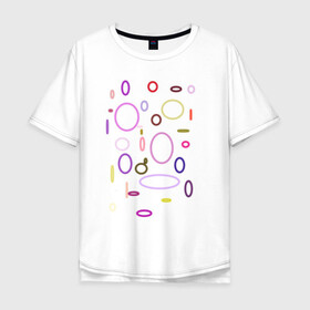 Мужская футболка хлопок Oversize с принтом Геометрия в Санкт-Петербурге, 100% хлопок | свободный крой, круглый ворот, “спинка” длиннее передней части | геометрия | зеленый | красный | круг | овал | розовый | синий