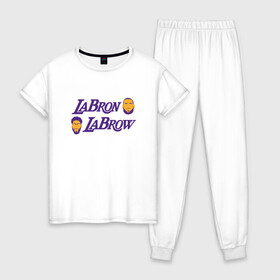 Женская пижама хлопок с принтом LaBron - LaBrow в Санкт-Петербурге, 100% хлопок | брюки и футболка прямого кроя, без карманов, на брюках мягкая резинка на поясе и по низу штанин | basketball | bryant | game | james | kobe | lakers | lebron | los angeles | nba | sport | streetball | баскетбол | баскетболист | брайант | джеймс | игра | игрок | коби | леброн | лейкерс | лос анджелес | мяч | нба | спорт | стритбол