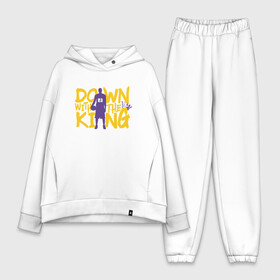 Женский костюм хлопок Oversize с принтом Down With The King в Санкт-Петербурге,  |  | basketball | bryant | game | james | kobe | lakers | lebron | los angeles | nba | sport | streetball | баскетбол | баскетболист | брайант | джеймс | игра | игрок | коби | леброн | лейкерс | лос анджелес | мяч | нба | спорт | стритбол