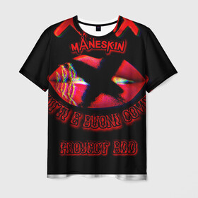Мужская футболка 3D с принтом maneskin eurovision 2021 в Санкт-Петербурге, 100% полиэфир | прямой крой, круглый вырез горловины, длина до линии бедер | eurovision 2021 | hardrock | maneskin | metal | rock | евровиденье 2021 | метал | рок | хардрок