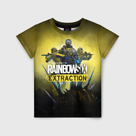 Детская футболка 3D с принтом Rainbow Six Extraction Радуга 6 Эвакуация в Санкт-Петербурге, 100% гипоаллергенный полиэфир | прямой крой, круглый вырез горловины, длина до линии бедер, чуть спущенное плечо, ткань немного тянется | battlefield | call | clancy | cod | counter | csgo | duty | extraction | ghost | rainbow | rainbowsix | recon | siege | six | strike | tom | war | боец | воин | война | клэнси | ксго | оружие | осада | радуга | рейнбов | рейнбоу | рэйнбоу | солдат | том |