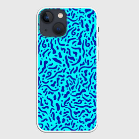 Чехол для iPhone 13 mini с принтом Неоновые синие узоры в Санкт-Петербурге,  |  | abstract | blue | neon | sea | абстракционизм | абстракция | африканские | вода | волны | голубые узоры | камуфляж | лагуна | линии | мелкий узор | мемфис | море | морское | неоновый | орнамент | пятна | пятнистый