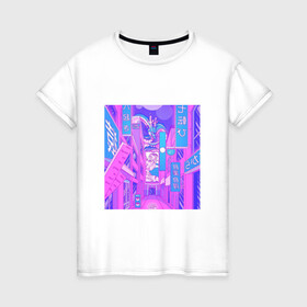 Женская футболка хлопок с принтом город в Санкт-Петербурге, 100% хлопок | прямой крой, круглый вырез горловины, длина до линии бедер, слегка спущенное плечо | citi | indie kid | город | инди кид | ночь
