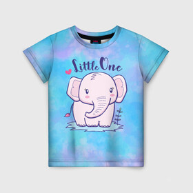 Детская футболка 3D с принтом Маленький слоненок в Санкт-Петербурге, 100% гипоаллергенный полиэфир | прямой крой, круглый вырез горловины, длина до линии бедер, чуть спущенное плечо, ткань немного тянется | Тематика изображения на принте: детеныш | милый | ребенок | слон | слоненок | слоник