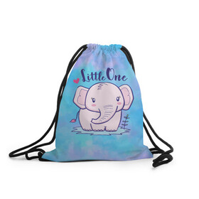 Рюкзак-мешок 3D с принтом Маленький слоненок в Санкт-Петербурге, 100% полиэстер | плотность ткани — 200 г/м2, размер — 35 х 45 см; лямки — толстые шнурки, застежка на шнуровке, без карманов и подкладки | детеныш | милый | ребенок | слон | слоненок | слоник