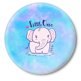 Значок с принтом Маленький слоненок в Санкт-Петербурге,  металл | круглая форма, металлическая застежка в виде булавки | детеныш | милый | ребенок | слон | слоненок | слоник