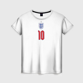 Женская футболка 3D с принтом Стерлинг форма Англия в Санкт-Петербурге, 100% полиэфир ( синтетическое хлопкоподобное полотно) | прямой крой, круглый вырез горловины, длина до линии бедер | 2020 | 2021 | euro | fifa | uefa | аглийская | англичане | англия | евро | рахим | рахим стерлинг | сборная англии | сборной | стерлинг | уефа | фифа | форма | футбол | футбольная