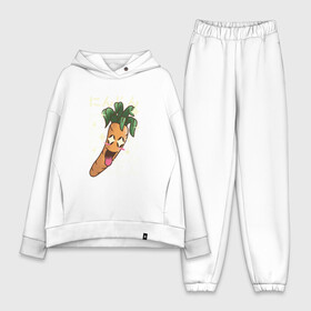 Женский костюм хлопок Oversize с принтом Японская кавайная морковка в Санкт-Петербурге,  |  | anime | art | carrot | carrots | cute | fashion | japan | japanese | kanji | kawaii | manga | vegan | vegetables | алфавит | аниме | арт | в японском стиле | веган | кандзи | манга | милота | морковь | овощ | овощи | смех | японские буквы | япо