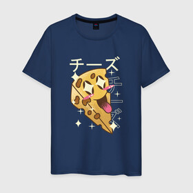 Мужская футболка хлопок с принтом Японский кавайный кусочек сыра в Санкт-Петербурге, 100% хлопок | прямой крой, круглый вырез горловины, длина до линии бедер, слегка спущенное плечо. | anime | art | cheese | cut | cute | fashion | japan | japanese | kanji | kawaii | manga | piece | алфавит | аниме | арт | в японском стиле | кандзи | манга | милота | молочные продукты | смех | сыр | сыр с дырками | сырок | японские буквы | япо